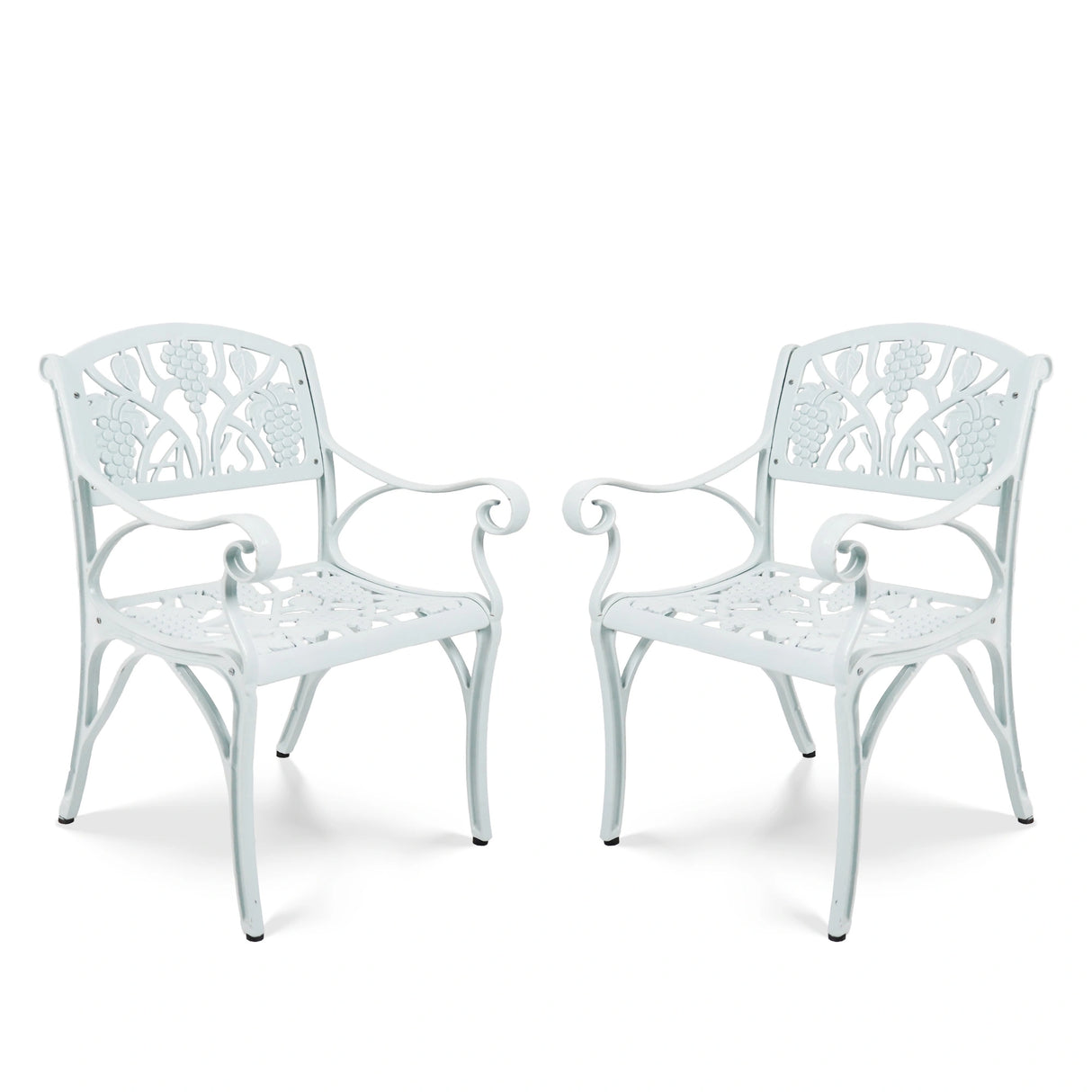 Outdoor Cast Aluminum 2 Chairs Patio Bistro Set (White)