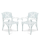 Outdoor Cast Aluminum 2 Chairs Patio Bistro Set (White)