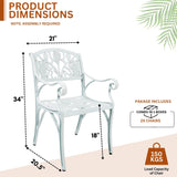 Outdoor Cast Aluminum 2 Chairs Patio Bistro Set (White)