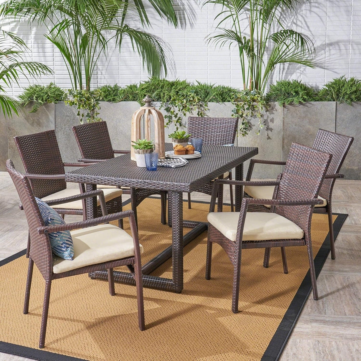 7-Piece Outdoor Rattan Wicker Dining Set