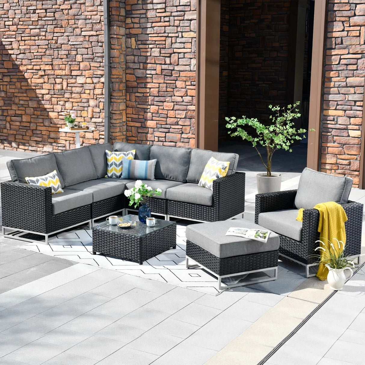 Outdoor Rattan Wicker 7-Seater Sofa Set