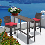 All-Weather Rattan Wicker Bar Set with High-Top Outdoor Table & Chairs