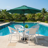 Outdoor Wicker 5-Piece Patio Set with Outdoor Umbrella