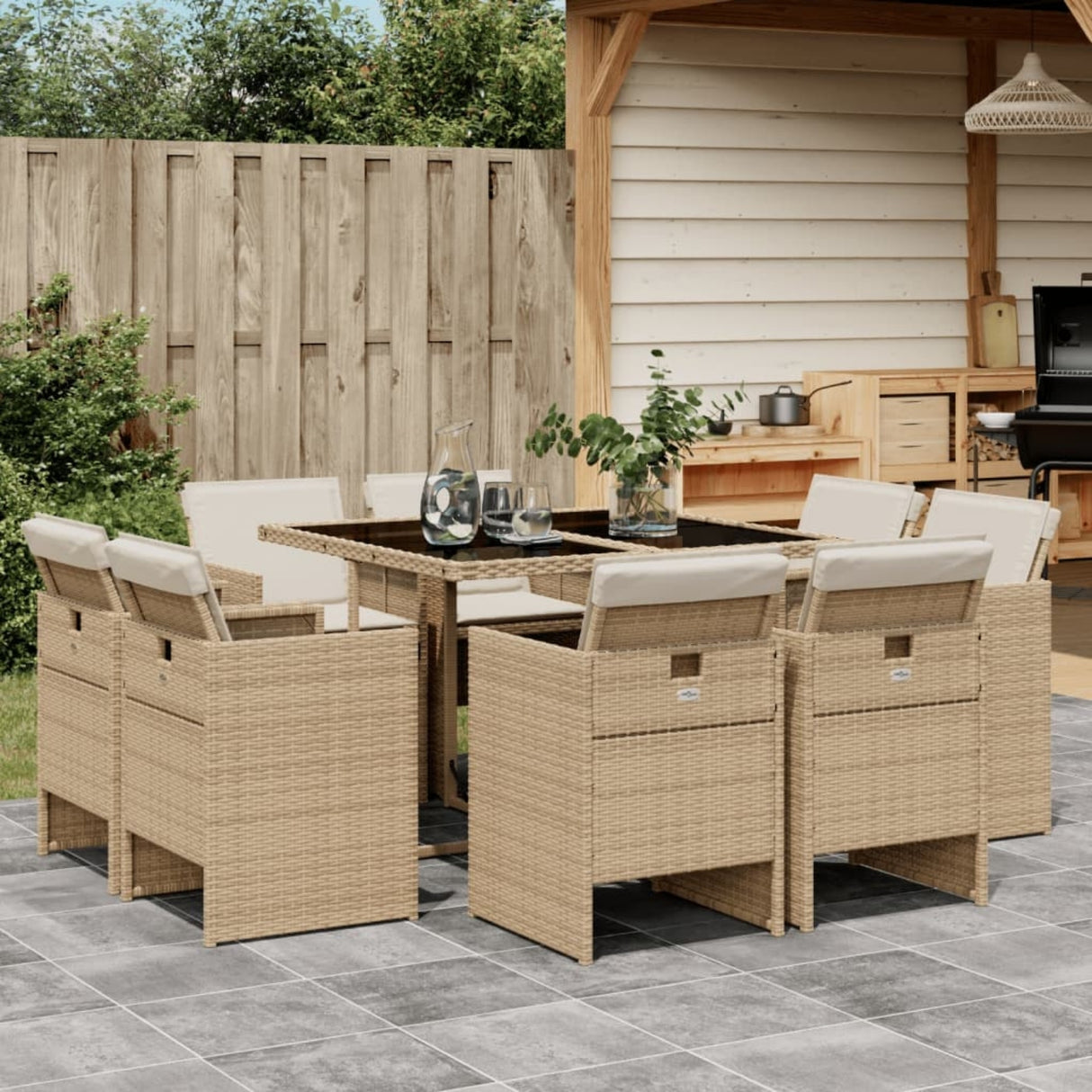 Outdoor Rattan Wicker Dinning Set 9-Piece
