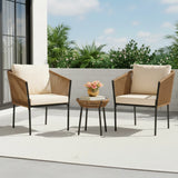 Outdoor Rope Patio Set with Glass Top Table