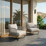 Premium All-Weather Outdoor Rope Sofa Chairs Set (Grey)