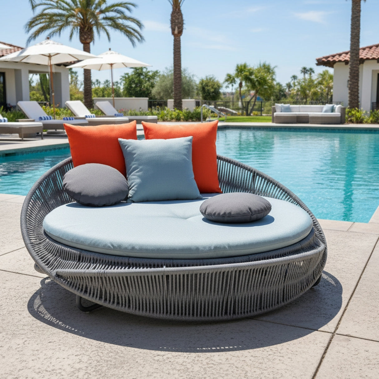 Outdoor Rope Round Patio Daybed Sofa