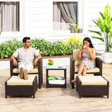 Outdoor 5 Piece Patio Wicker All Weather Sectional Furniture Set