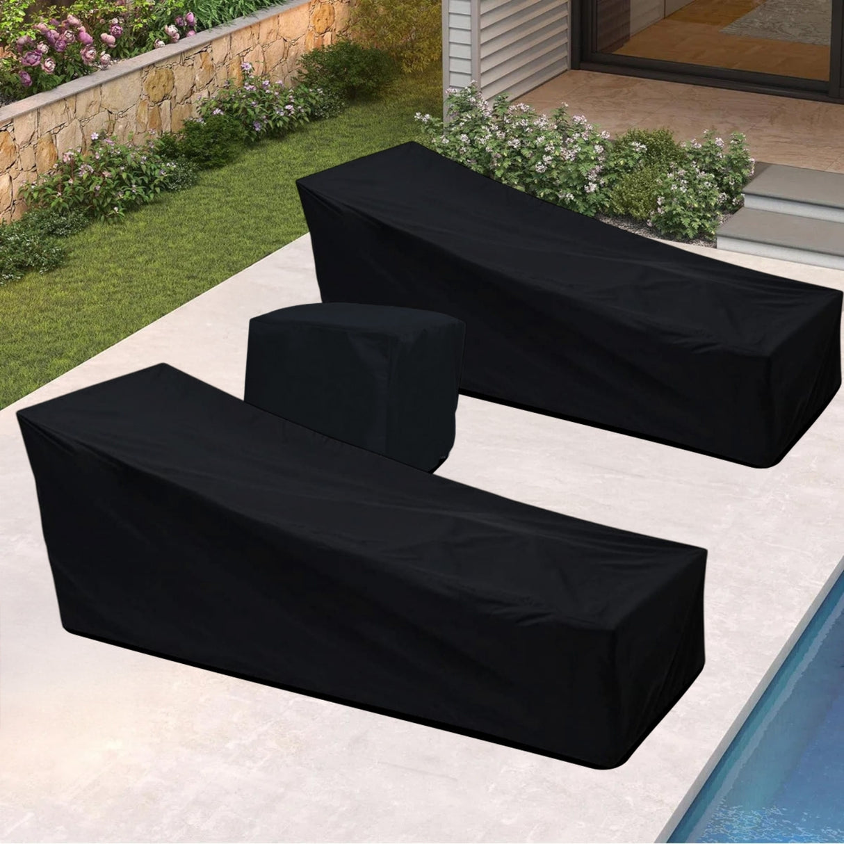 Outdoor Double Lounger With Table Cover