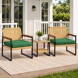 Outdoor 3-Piece Wicker Patio Set(Beige & Green)