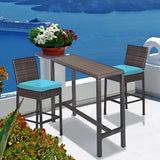 All-Weather Rattan Wicker Bar Set with High-Top Outdoor Table & Chairs