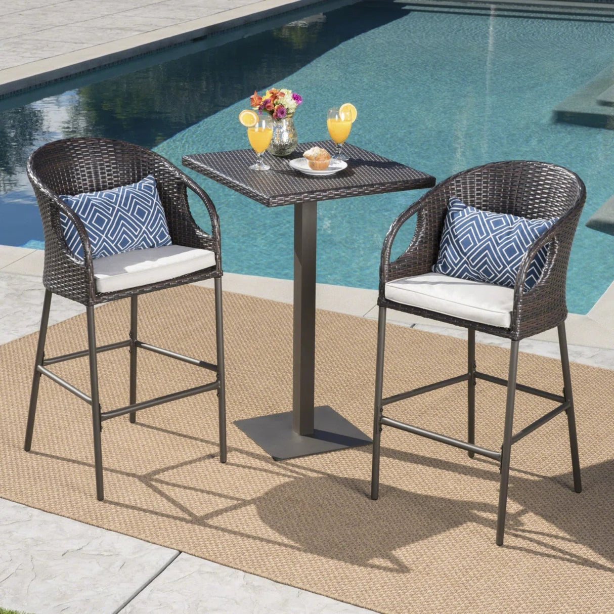 Outdoor Bar Set with High Top Table – All-Weather Rattan