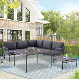 Outdoor Rope 5 Seater L-Shape Sofa