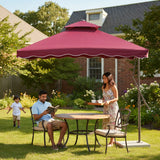 10ft Side Pole Square Shape Outdoor Umbrella With Marble Base (Red)