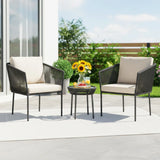 Outdoor Rope Patio Set with Glass Top Table