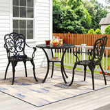 Outdoor 3-Piece Cast Aluminum Bistro Set (Black)