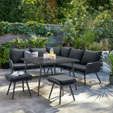 L-Shape Outdoor Rope Sofa Set
