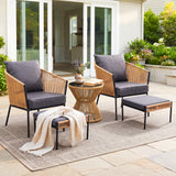Outdoor 5 Piece Rope Patio Sofa Set (Beige & Dark Grey)