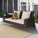 Dark Brown Rattan Wicker Two Seater Sofa Swing