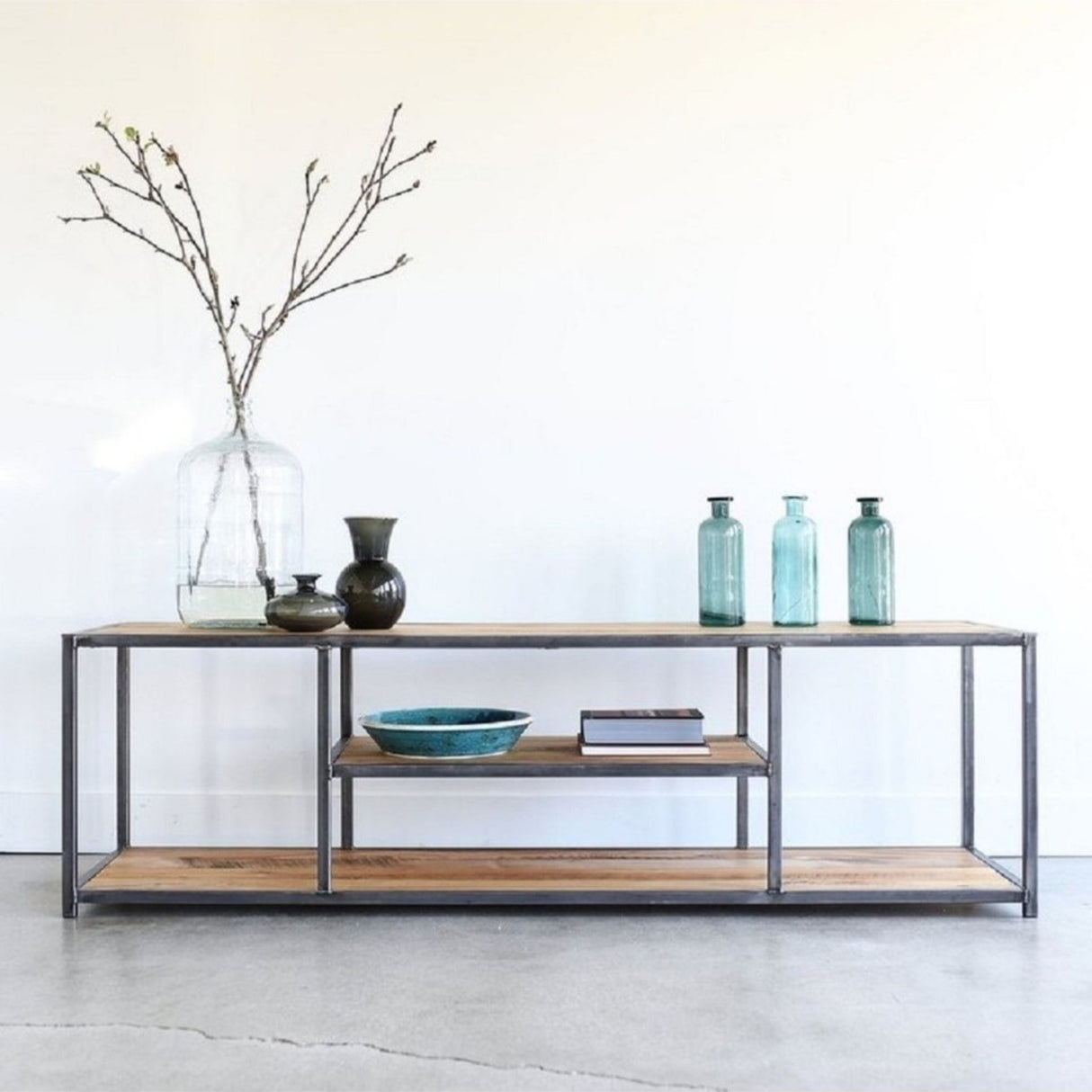 Sheesham Wood Top Open Media Console Table