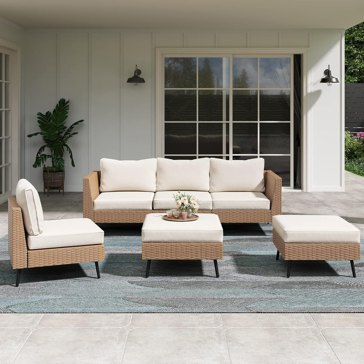 Outdoor Rattan Wicker 6-Seater Sofa Set
