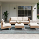 Outdoor Rattan Wicker 6-Seater Sofa Set