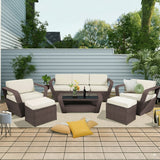 6 Piece Outdoor Wicker Conversation Furniture Set