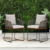 Outdoor Rope 2-Piece Patio Chairs With Wooden Base