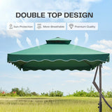 10ft Side Pole Square Shape Outdoor Umbrella With Marble Base (Green)