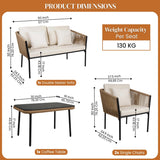 Outdoor 4 Seater Rope Sofa Set