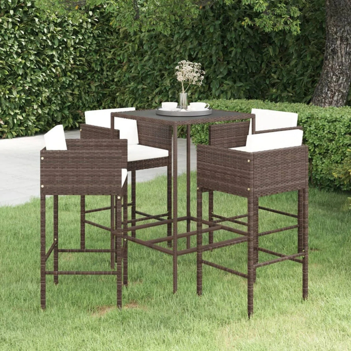 5-Piece Outdoor Rattan Wicker Bar Set