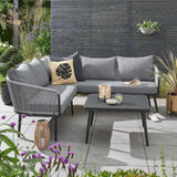 Outdoor Rope  L-Shaped Conversation Sofa Set