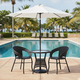 Outdoor Wicker 3-Piece Patio Set with Outdoor Umbrella
