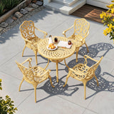 Outdoor Cast Aluminum 5-Piece Patio Conversation Set (Beige)