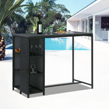 Outdoor Rattan Wicker Bar Table with High-Top Design