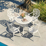 Outdoor Cast Aluminum 5-Piece Patio Conversation Set (White)