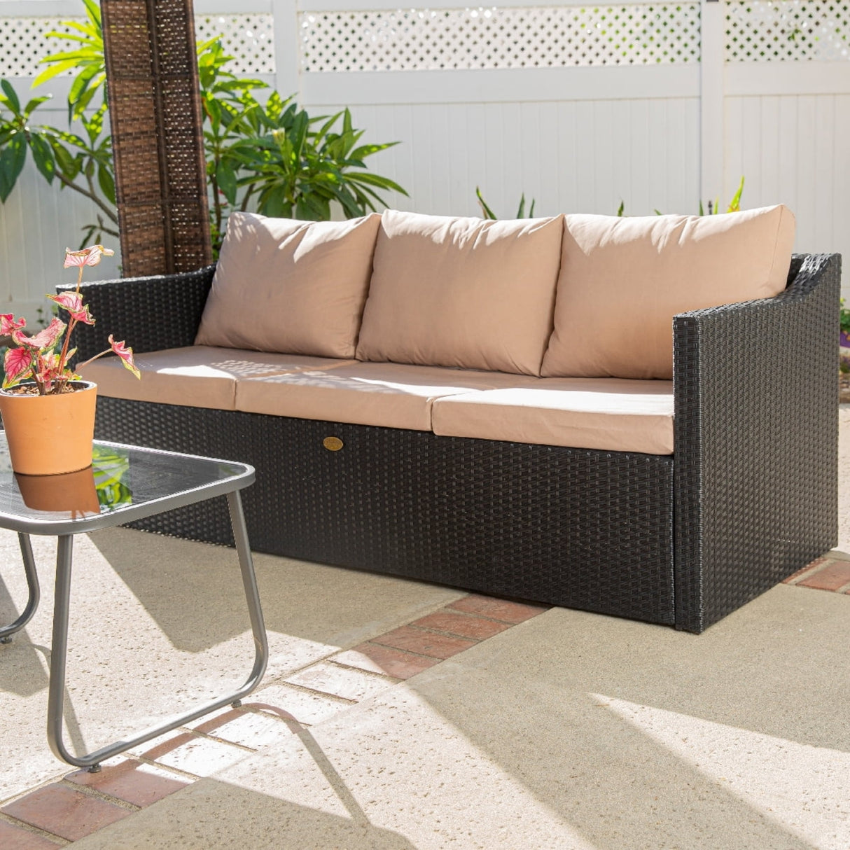 Outdoor All-Weather Rattan Wicker Three Seater Sofa