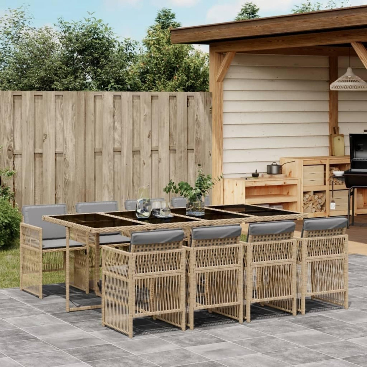 Outdoor Rattan Wicker Dinning Set 9-Piece