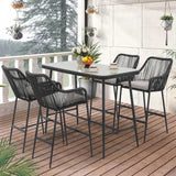 Premium Outdoor Rope 5-Piece Bar Set With a High-Top Table