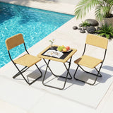 3-Piece Outdoor Wicker Folding Patio Set (Beige)
