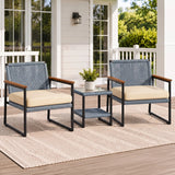 Outdoor 3-Piece Wicker Patio Set(Silver & Cream)