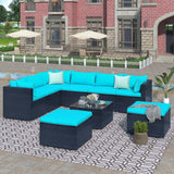 5-Piece Outdoor Wicker Furniture Set Modern Outdoor L-Shaped