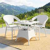 Outdoor Wicker 3 Piece Patio Bistro Set (White)