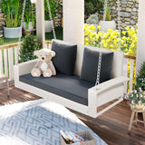 White Rattan Wicker Two Seater Sofa Swing