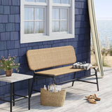 2-Seater Outdoor Garden Rattan Bench With Metal Frames