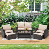 Outdoor All-Weather Wicker 6-Piece Sofa Set