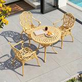 3-Seater Outdoor Cast Aluminum Bistro Set with Round Table (Beige)
