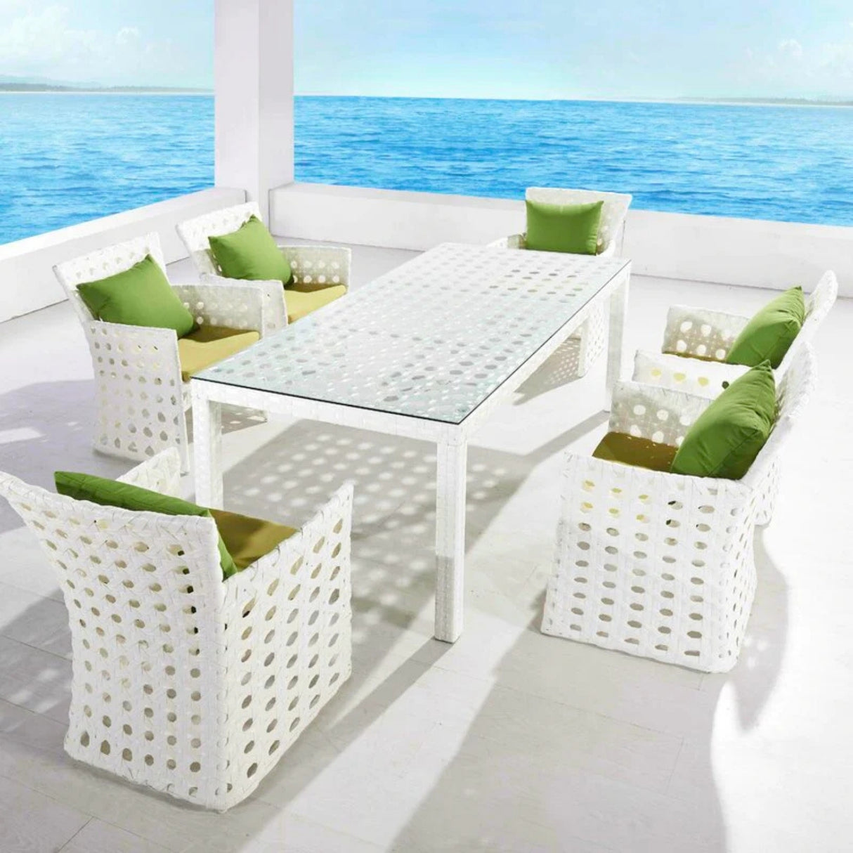 7-Piece Outdoor Rattan Wicker Dinning Table Set
