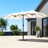 15FT Double-Sided Outdoor Patio Umbrella with Granite Base (White)
