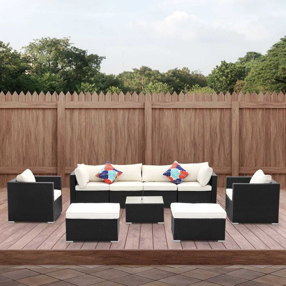 6-Piece Outdoor Conversation Set (Black/Off-White)